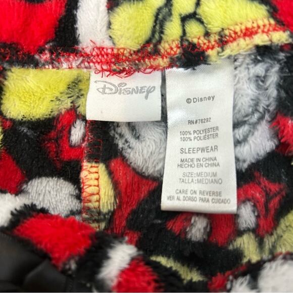 Disney Mickey Mouse Lounge Pants Womens Size M Red Black Fuzzy Cozy House Pants - Picture 6 of 6